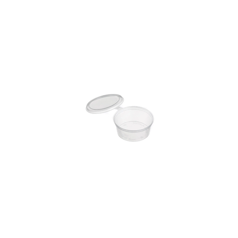 Plastic Round Sauce Hinged Lid Container 100cc